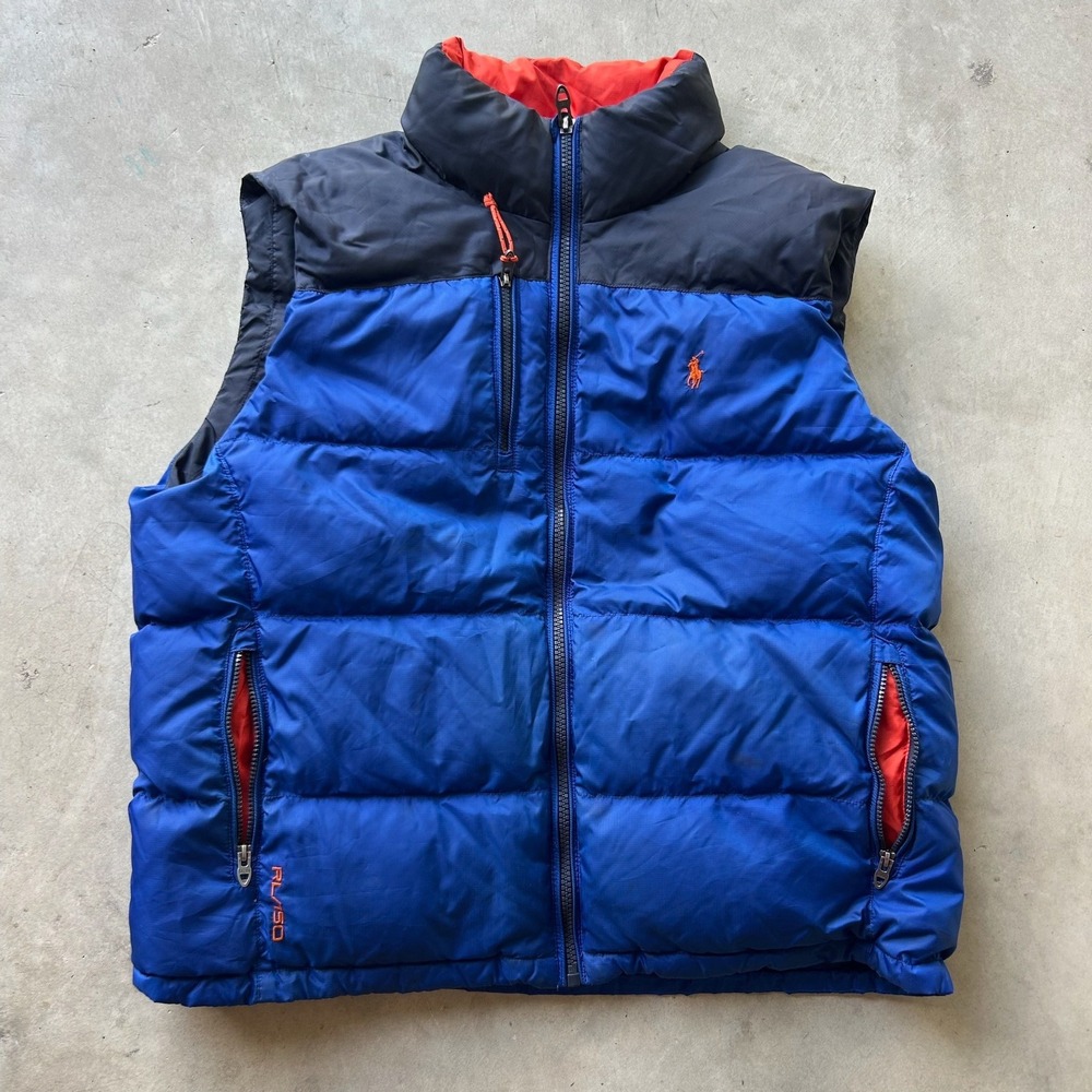 Polo Ralph Lauren RL/150 Puffer Vest Blue Navy Orange XXL Padded Gorpcore